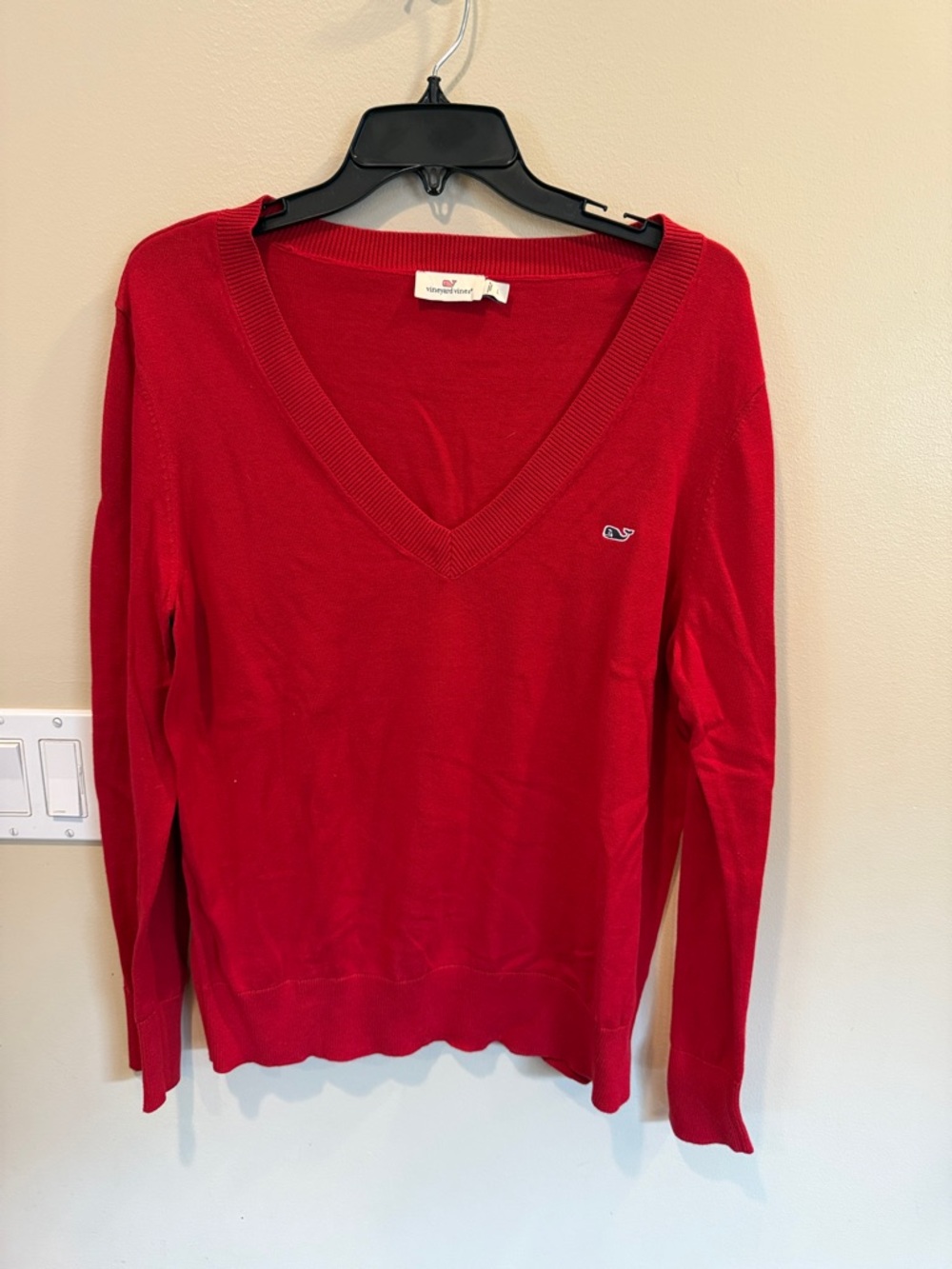 Vineyard Vines Red V-Neck Lightweight Knit Sweater